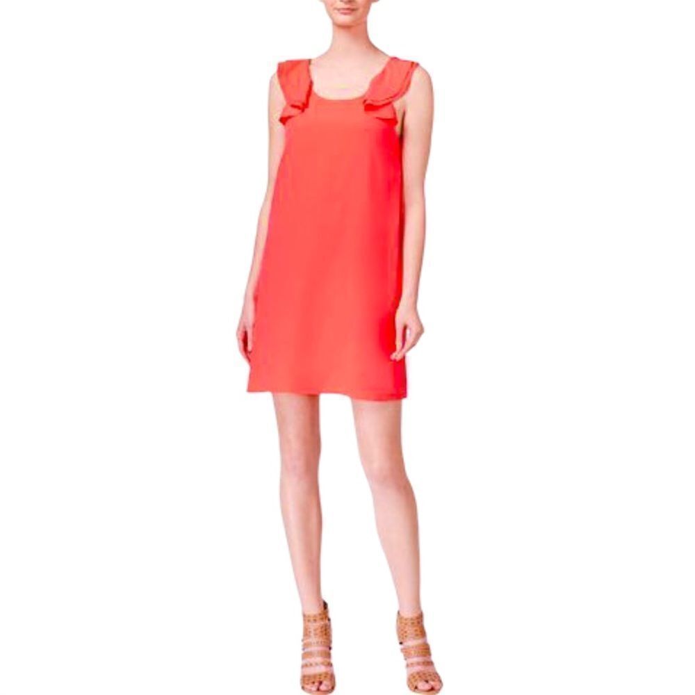 NWT CeCe Ruffle Sheath Dress in Coral Pop US M